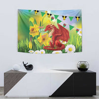 Wales Saint David's Day Tapestry Dydd Gwyl Dewi Hapus Dragon Daffodil - Wonder Print Shop