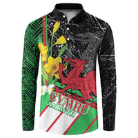 Wales Saint David's Day Button Sweatshirt Cymru Am Byth Welsh Dragon - Wonder Print Shop