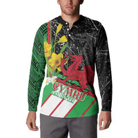 Wales Saint David's Day Button Sweatshirt Cymru Am Byth Welsh Dragon - Wonder Print Shop