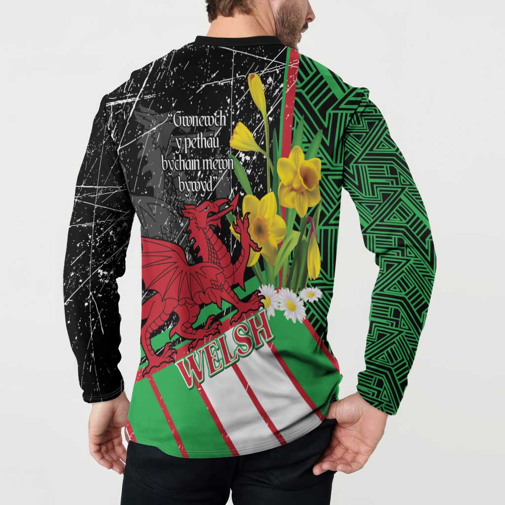 Wales Saint David's Day Button Sweatshirt Cymru Am Byth Welsh Dragon - Wonder Print Shop