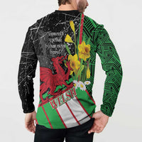 Wales Saint David's Day Button Sweatshirt Cymru Am Byth Welsh Dragon - Wonder Print Shop
