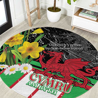 Wales Saint David's Day Round Carpet Cymru Am Byth Welsh Dragon - Wonder Print Shop