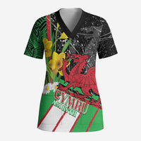 Wales Saint David's Day Scrub Top Cymru Am Byth Welsh Dragon - Wonder Print Shop