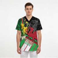 Wales Saint David's Day Scrub Top Cymru Am Byth Welsh Dragon - Wonder Print Shop