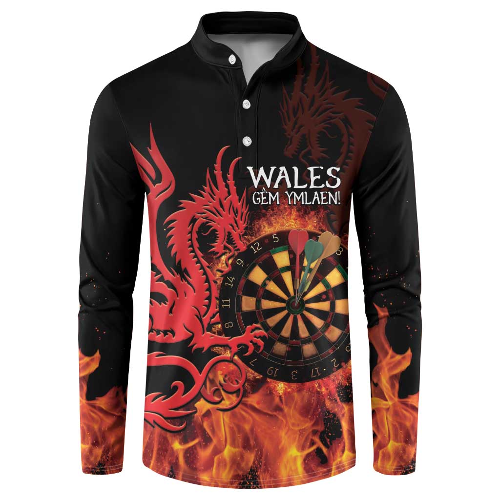 Wales Darts Button Sweatshirt Cymru Dragon Gem Ymlaen Flaming Vibes - Wonder Print Shop