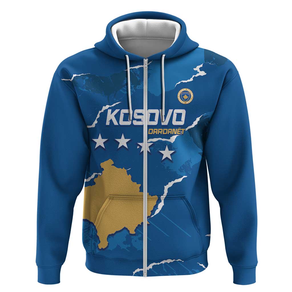 Custom Kosovo Football Zip Hoodie Come On Dardanet