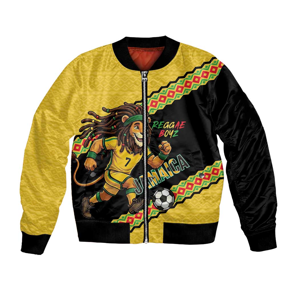 Jamaica 2026 Football Custom Bomber Jacket Go Reggae Boyz Rasta Lion Sporty