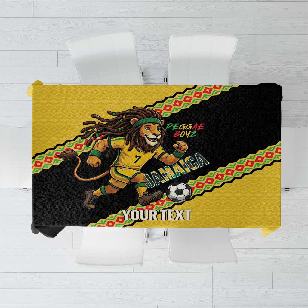 Jamaica 2026 Football Custom Tablecloth Go Reggae Boyz Rasta Lion Sporty
