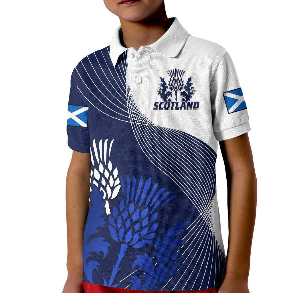 Scotland Rugby Polo Shirt for Kid Thistle Unique Go Scottish Blue Version - Wonder Print Shop