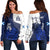 (Custom Text And Number) Scotland Rugby Off Shoulder Sweater Thistle Unique Go Scottish Blue Version - Wonder Print Shop