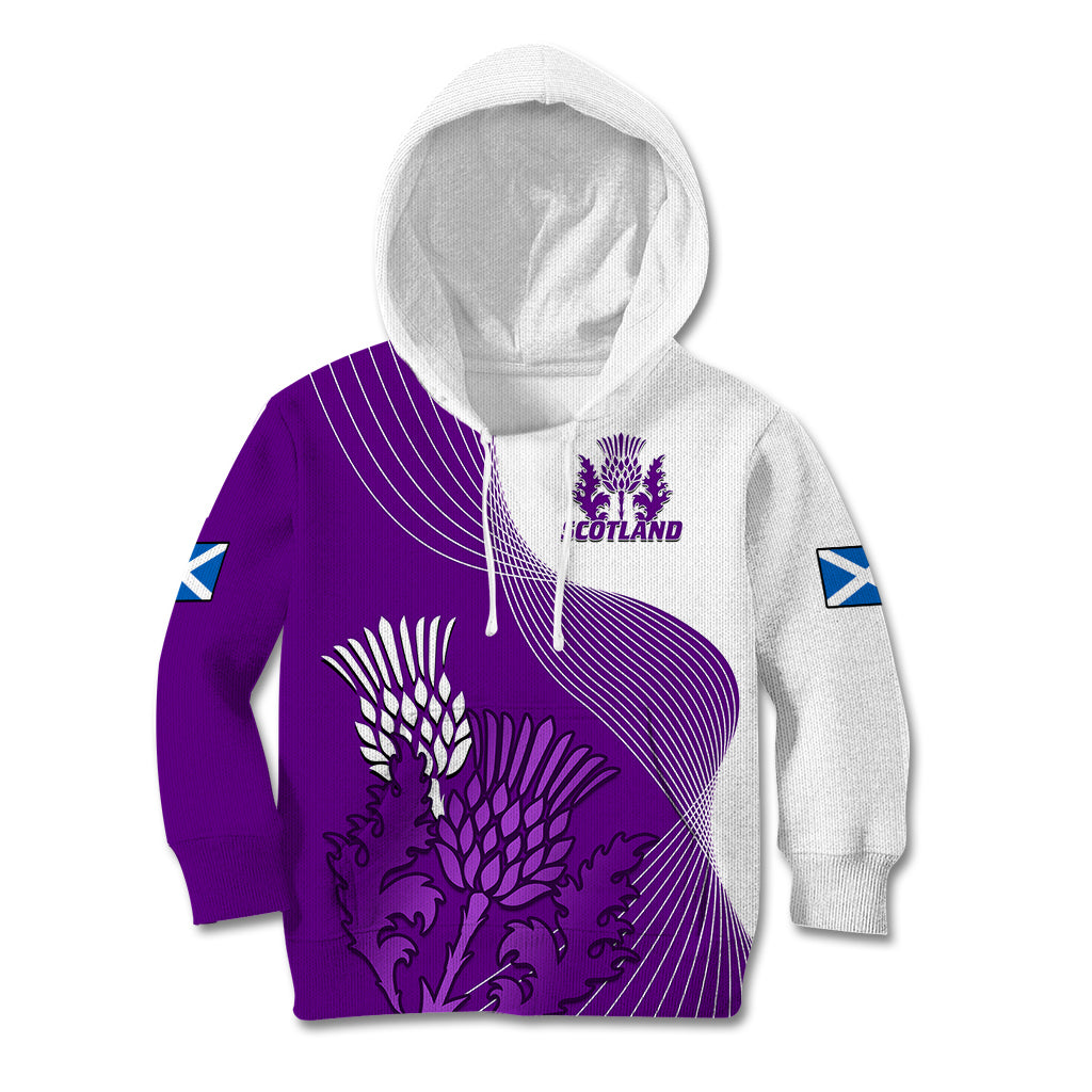 Scotland Rugby Kid Hoodie Thistle Unique Go Scottish Purple Version - Wonder Print Shop