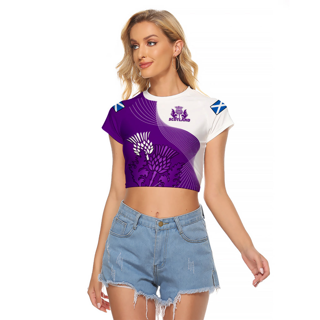 custom-text-and-number-scotland-rugby-raglan-cropped-t-shirt-thistle-unique-go-scottish-purple-version