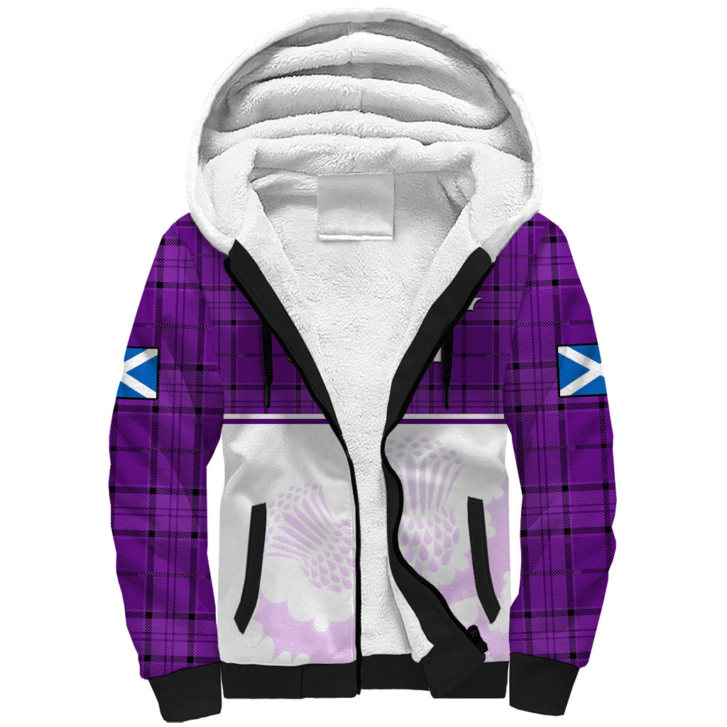 custom-text-and-number-scotland-rugby-sherpa-hoodie-thistle-mix-tartan-scottish-map-sporty-version-purple