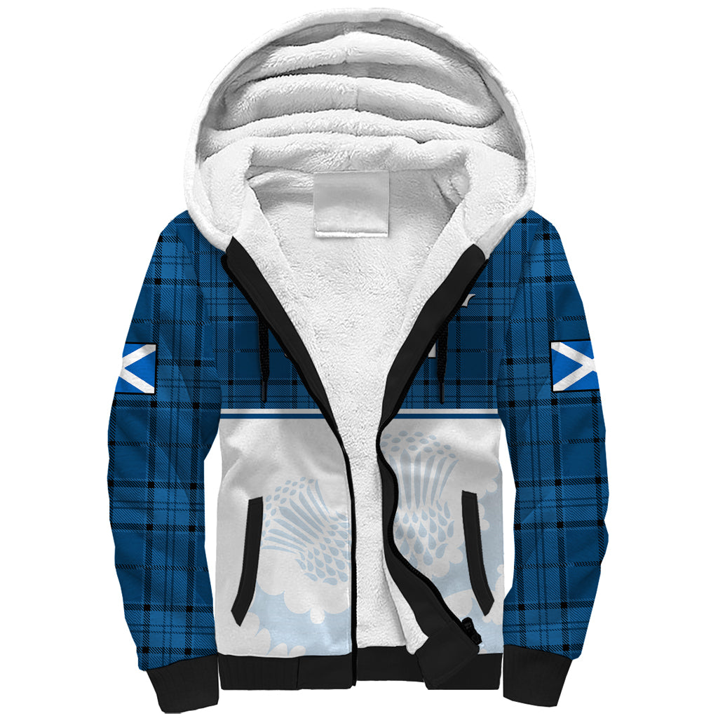 custom-text-and-number-scotland-rugby-sherpa-hoodie-thistle-mix-tartan-scottish-map-sporty-version-blue