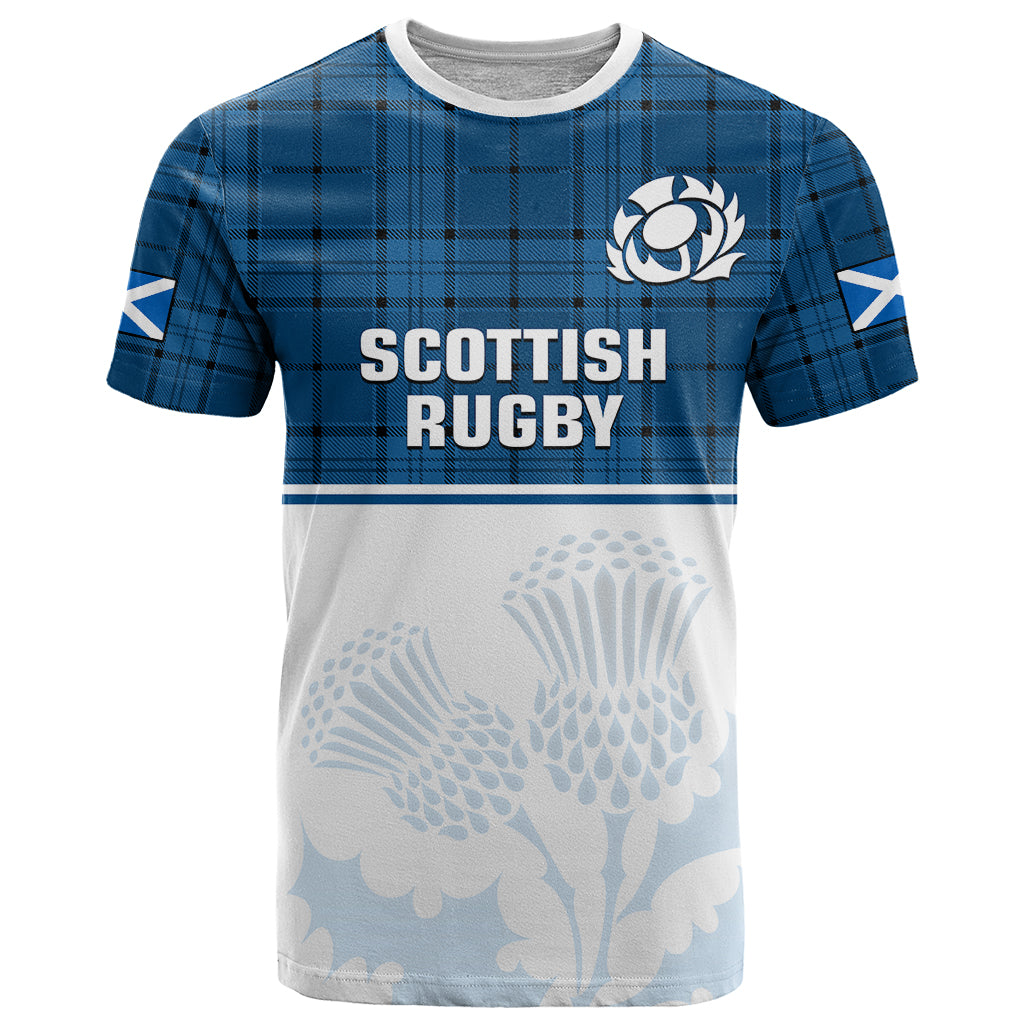 custom-text-and-number-scotland-rugby-t-shirt-thistle-mix-tartan-scottish-map-sporty-version-blue