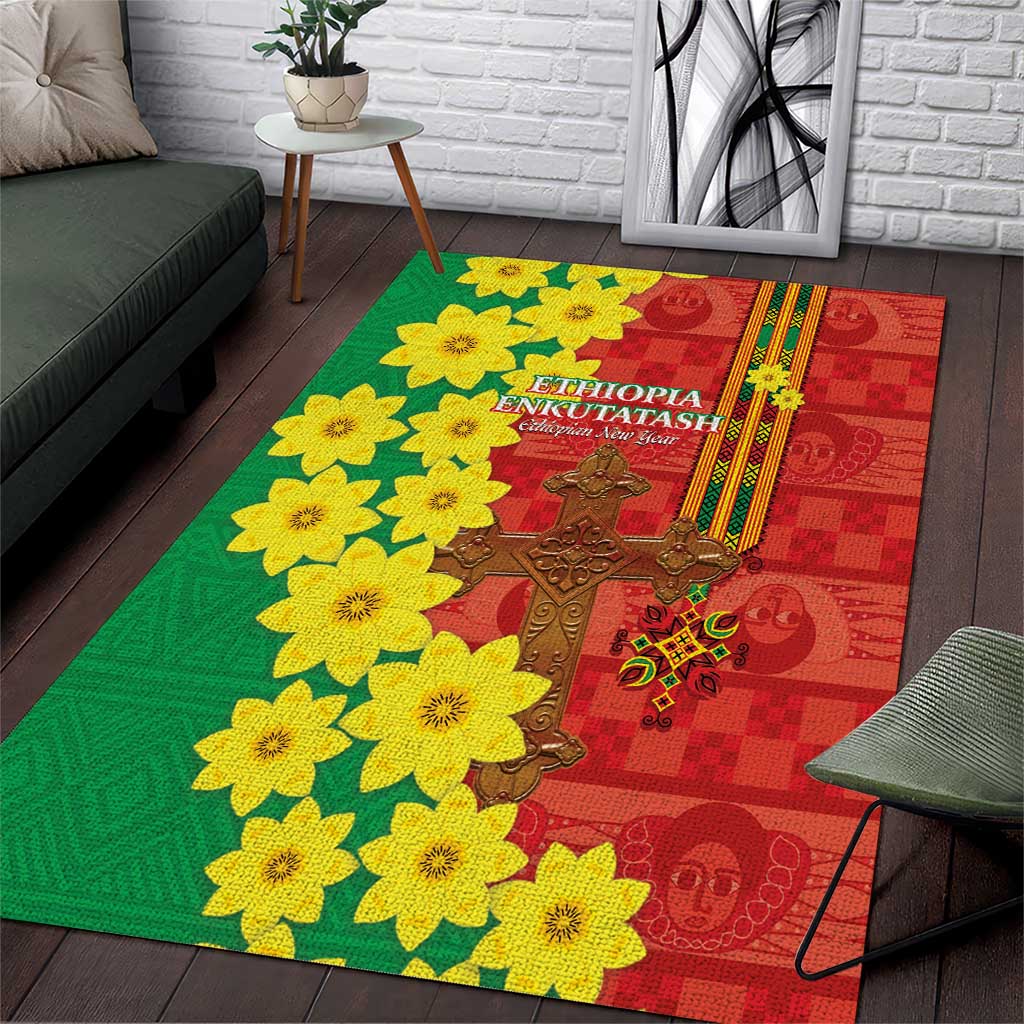 Enkutatash Ethiopia Area Rug Melkam Addis Amet Adey Abeba Flower - Wonder Print Shop