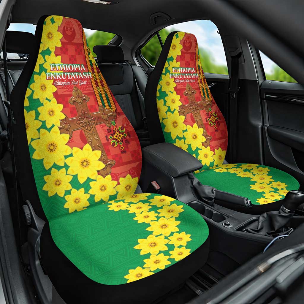 Enkutatash Ethiopia Car Seat Cover Melkam Addis Amet Adey Abeba Flower - Wonder Print Shop