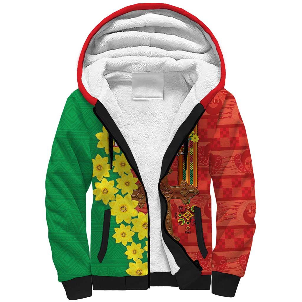 Enkutatash Ethiopia Sherpa Hoodie Melkam Addis Amet Adey Abeba Flower