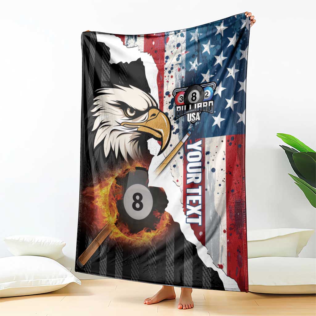 Personalized United States Billiards Blanket Eagle On Fire 8 Ball - Wonder Print Shop