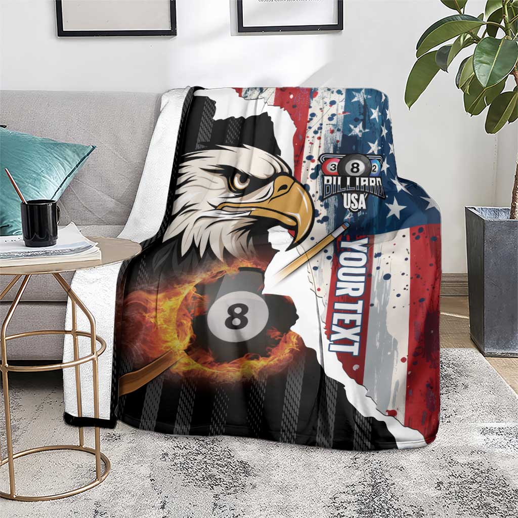 Personalized United States Billiards Blanket Eagle On Fire 8 Ball - Wonder Print Shop