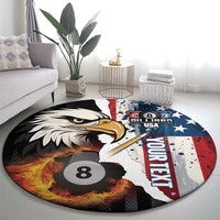 Personalized United States Billiards Round Carpet Eagle On Fire 8 Ball - Wonder Print Shop