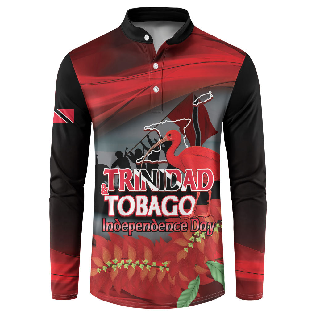 Personalized Trinidad and Tobago Independence Day Button Sweatshirt Scarlet Ibis And Chaconia Flowers