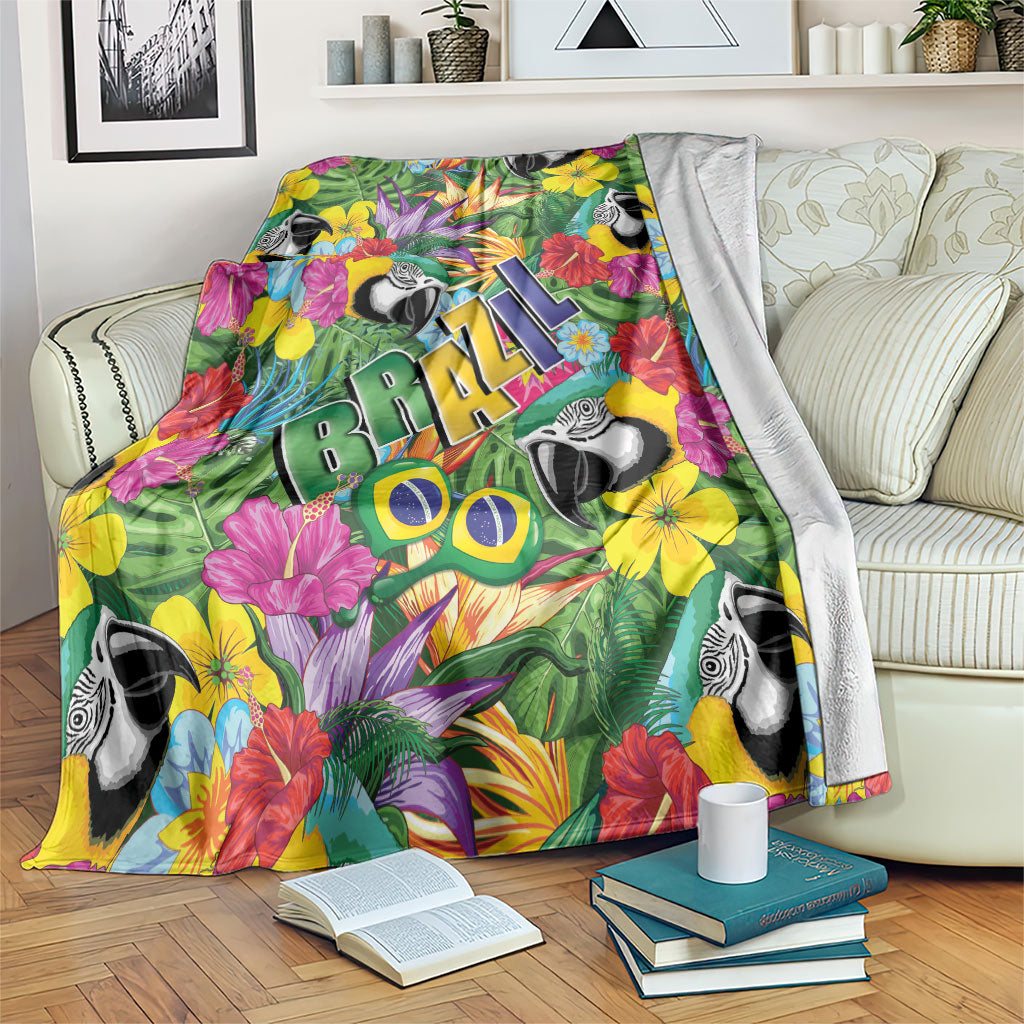 Macaw Parrot Brazil Blanket Maracas Seamless Tropical Flowers