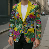 Macaw Parrot Brazil Blazer Maracas Seamless Tropical Flowers