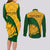 South Africa Couples Matching Long Sleeve Bodycon Dress and Long Sleeve Button Shirts King Protea With Kente Pattern - Wonder Print Shop