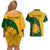 South Africa Couples Matching Off Shoulder Short Dress and Hawaiian Shirt King Protea With Kente Pattern - Wonder Print Shop