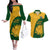 South Africa Couples Matching Off The Shoulder Long Sleeve Dress and Hawaiian Shirt King Protea With Kente Pattern - Wonder Print Shop