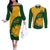 south-africa-couples-matching-off-the-shoulder-long-sleeve-dress-and-long-sleeve-button-shirts-king-protea-with-kente-pattern