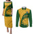 South Africa Couples Matching Puletasi Dress and Long Sleeve Button Shirts King Protea With Kente Pattern - Wonder Print Shop