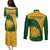 South Africa Couples Matching Puletasi Dress and Long Sleeve Button Shirts King Protea With Kente Pattern - Wonder Print Shop