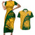 South Africa Couples Matching Short Sleeve Bodycon Dress and Hawaiian Shirt King Protea With Kente Pattern - Wonder Print Shop