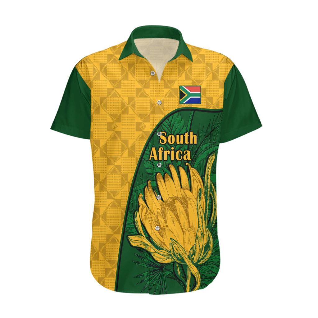 South Africa Hawaiian Shirt King Protea With Kente Pattern - Wonder Print Shop