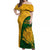 South Africa Off Shoulder Maxi Dress King Protea With Kente Pattern - Wonder Print Shop