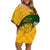 South Africa Off Shoulder Short Dress King Protea With Kente Pattern - Wonder Print Shop