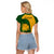 South Africa Raglan Cropped T Shirt King Protea With Kente Pattern - Wonder Print Shop