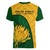 South Africa Women V Neck T Shirt King Protea With Kente Pattern - Wonder Print Shop