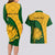 Custom South Africa Couples Matching Long Sleeve Bodycon Dress and Hawaiian Shirt King Protea With Kente Pattern - Wonder Print Shop