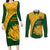 Custom South Africa Couples Matching Long Sleeve Bodycon Dress and Long Sleeve Button Shirts King Protea With Kente Pattern - Wonder Print Shop