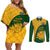 Custom South Africa Couples Matching Off Shoulder Short Dress and Long Sleeve Button Shirts King Protea With Kente Pattern - Wonder Print Shop