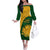 Custom South Africa Off The Shoulder Long Sleeve Dress King Protea With Kente Pattern - Wonder Print Shop