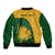 Custom South Africa Sleeve Zip Bomber Jacket King Protea With Kente Pattern - Wonder Print Shop