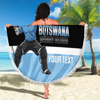 Custom Botswana Cricket Beach Blanket Go Baggy Blues Zebra Mascot - Wonder Print Shop