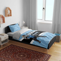 Custom Botswana Cricket Bedding Set Go Baggy Blues Zebra Mascot - Wonder Print Shop