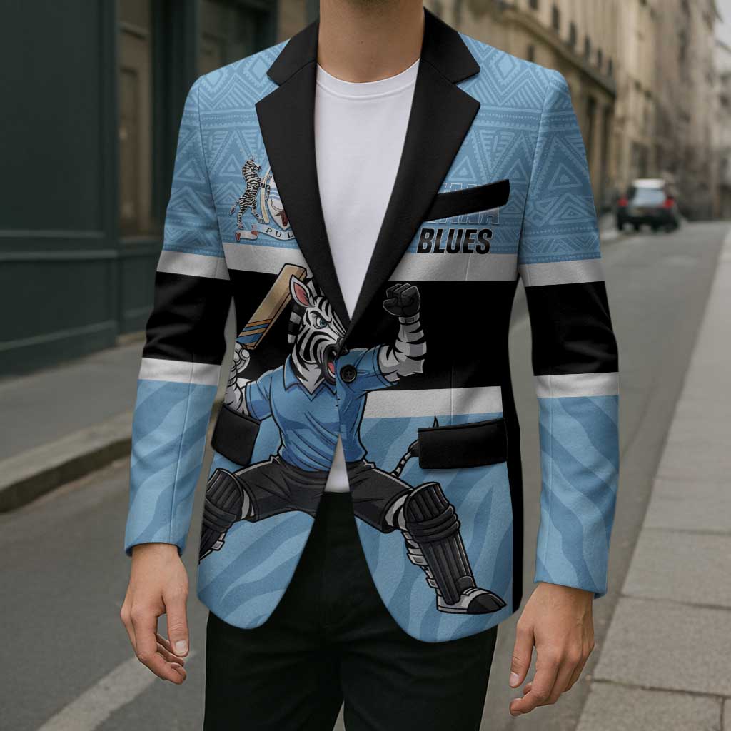 Custom Botswana Cricket Blazer Go Baggy Blues Zebra Mascot - Wonder Print Shop