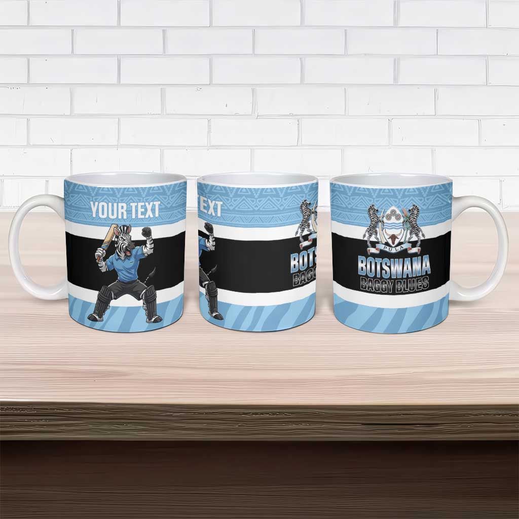 Custom Botswana Cricket Ceramic Mug Go Baggy Blues Zebra Mascot - Wonder Print Shop