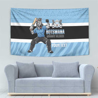 Custom Botswana Cricket Tapestry Go Baggy Blues Zebra Mascot - Wonder Print Shop
